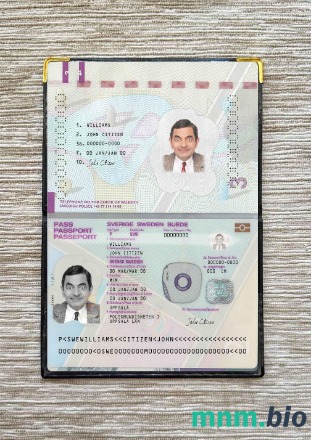 Szwecja paszport wersja 2 wygląd zdjęcia pliki PSD, skan i fotografowany obraz